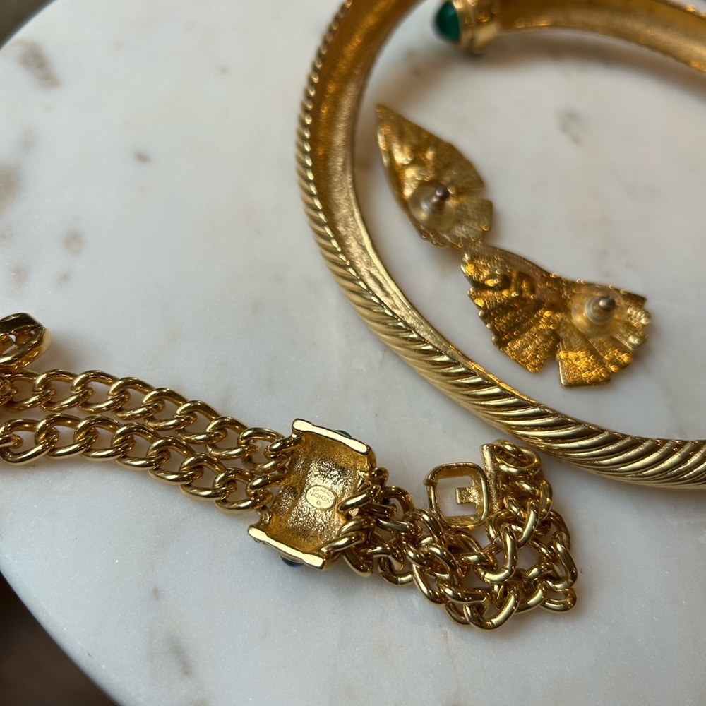 Givenchy Gold Necklace Set with Jewel Accents  2 piece bracelet and necklace - Picture 9 of 10